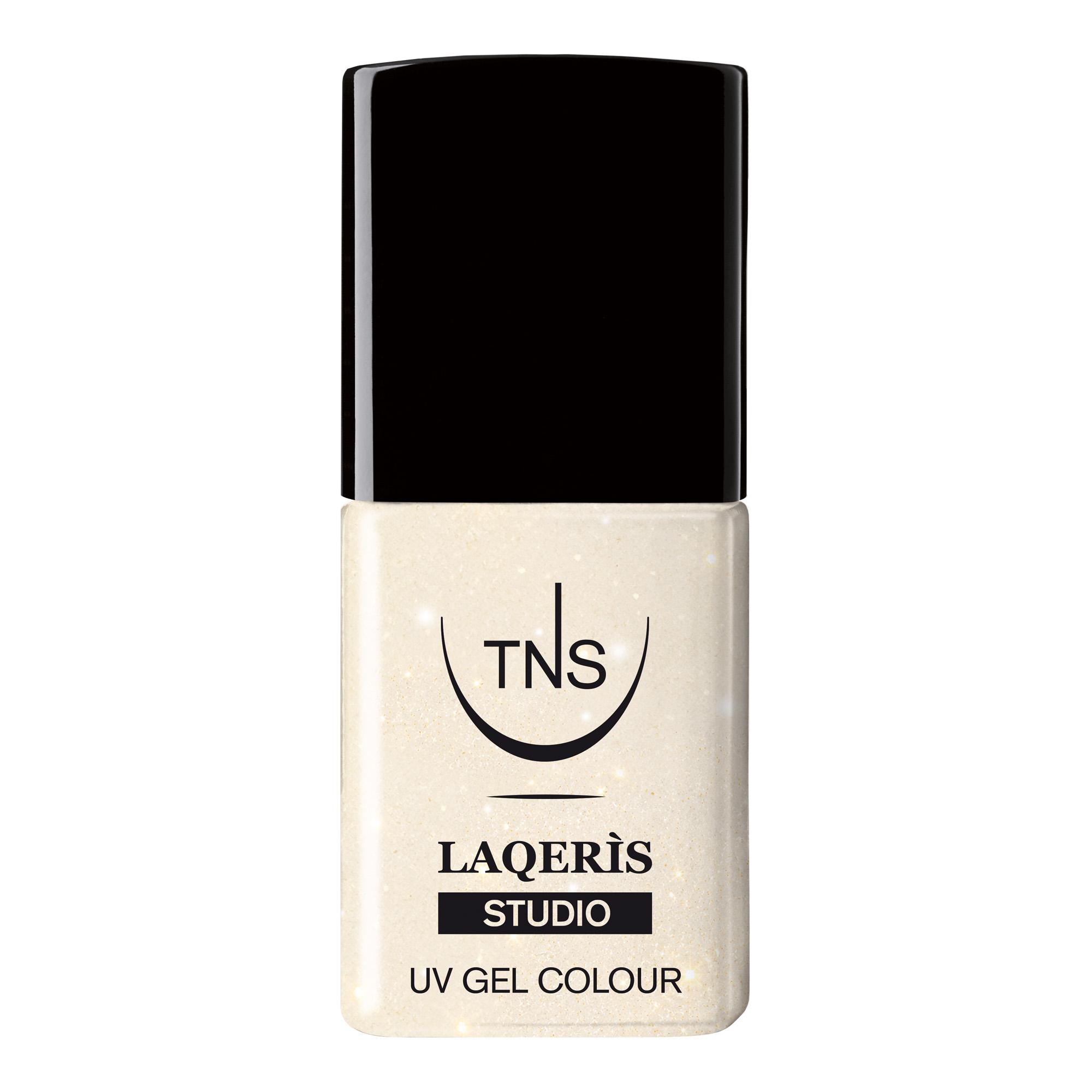 Smalto semipermanente Vanilla Sparkle bianco crema con micro-glitter dorati 10 ml Laqerìs Studio TNS